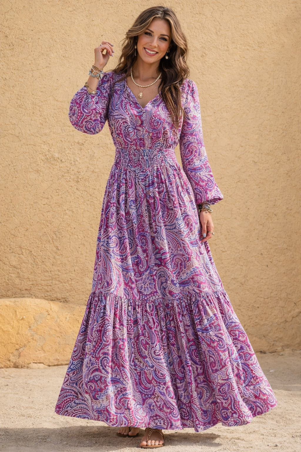 Vestito Floreale Scollo V Coulisse