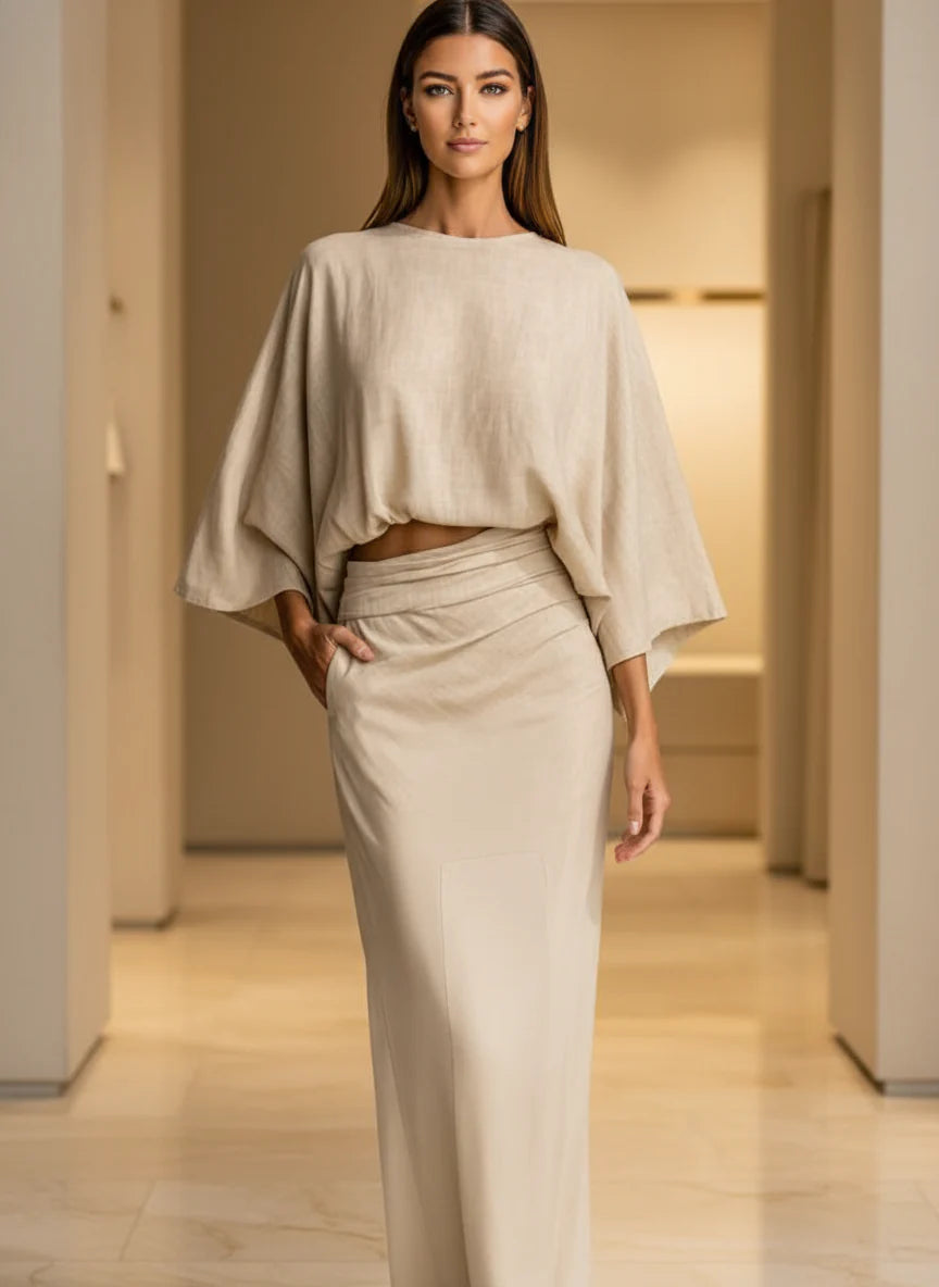 Completo Maglia Maniche Pipistrello e Gonna Lunga
